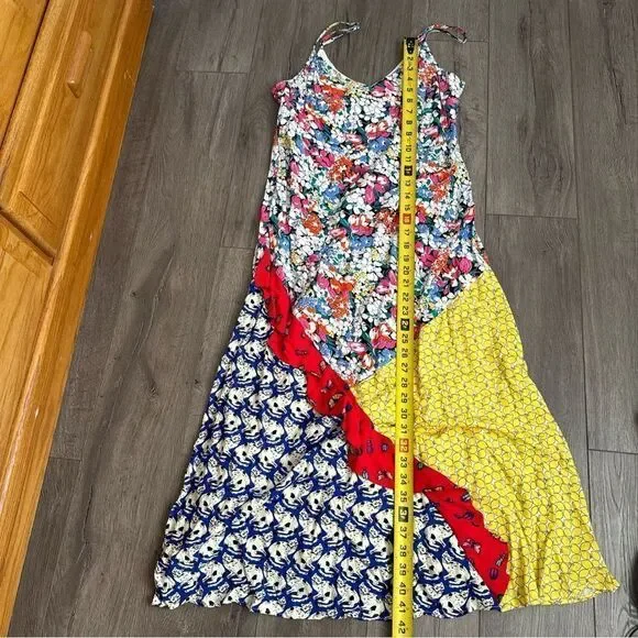 Anthropologie 52 of 52 Conversations Multi-Print Bias Cut Dress M Floral, Cats
